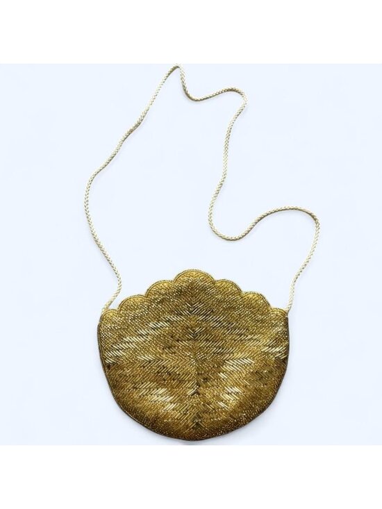 Magid Handbags - Vintage 60s Style Magid Gold Beaded Scalloped Evening Bag Dainty Demure Elegant
